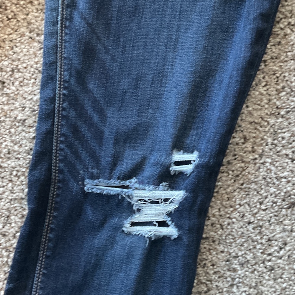 White House Black Market Dark Blue Distressed Skinny Jeans - Picture 3 of 7